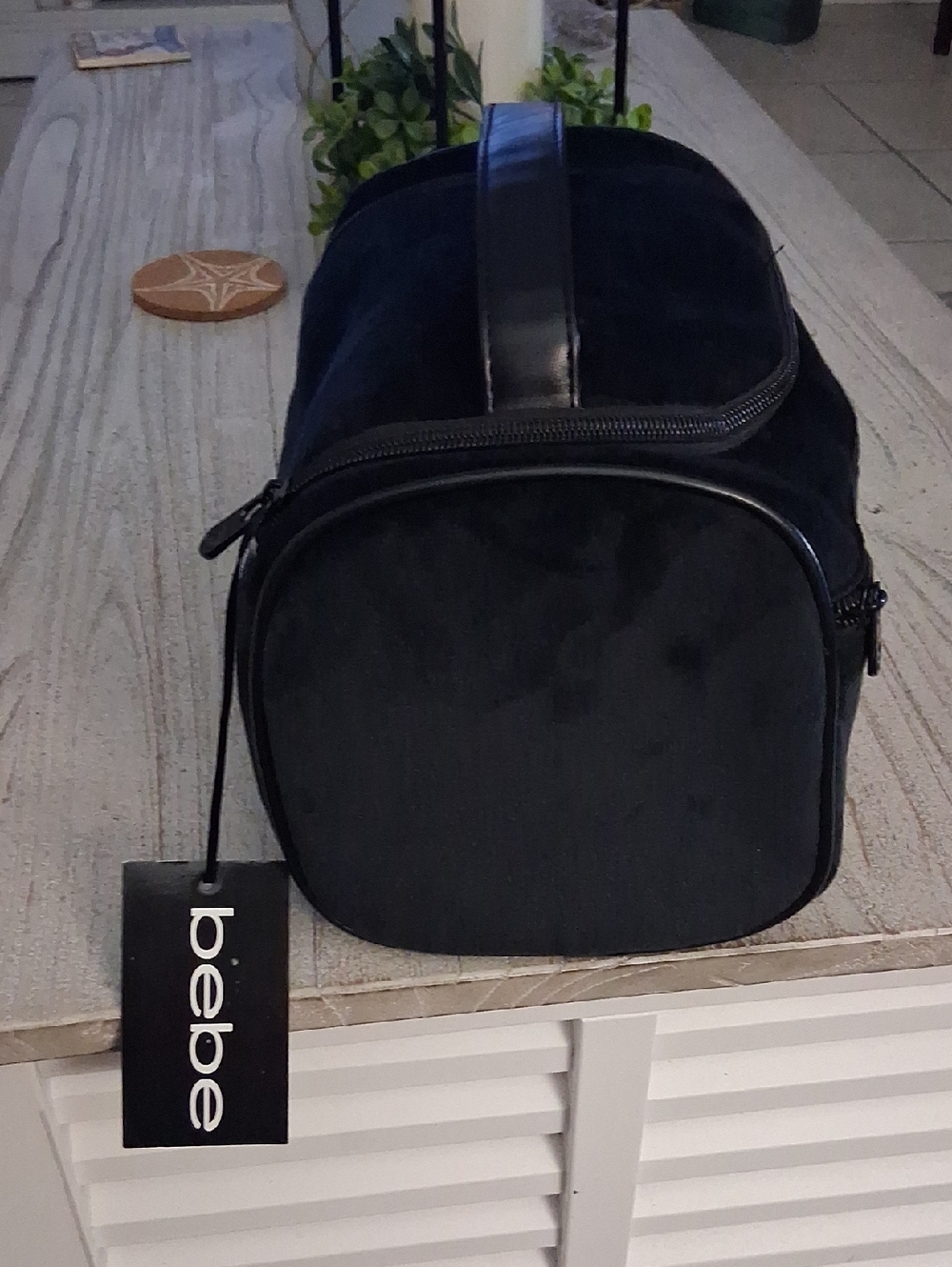 bebe Black Studded Logo Make Up Pouch NWT - Picture 3 of 10